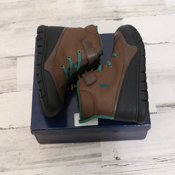 POLO RALPH LAUREN Boy's Barnes Boot Size 2 (Little Boy) Brown/Green NEW in Box - Picture 2 of 9